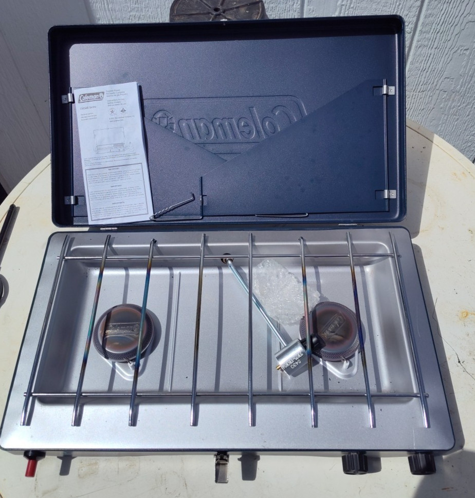 Coleman Classic 3-in-1 2 Burner 20,000 BTU Blue Propane Stove Grill Griddle
