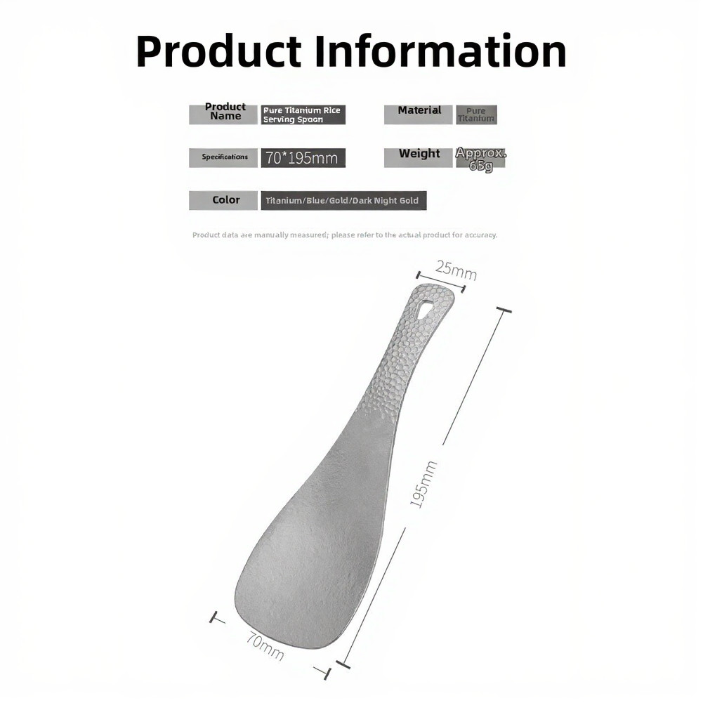 Titanium Rice Spoon Serving Utensil Outdoor Cooking Pure Titanium Lightweight