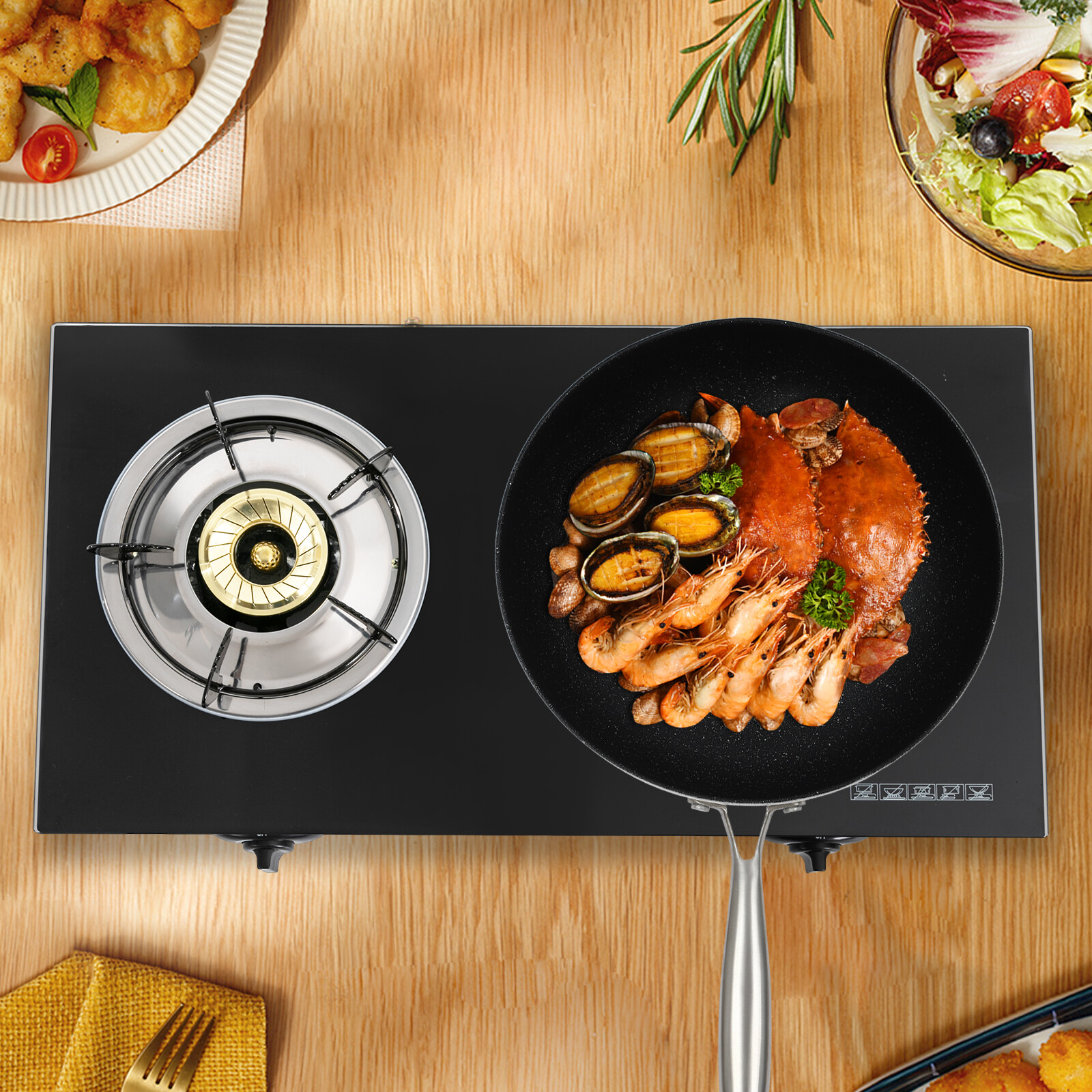 2-Burner Gas Stove Countertop Gas Stove Portable Auto Ignition LPG Stove Durable