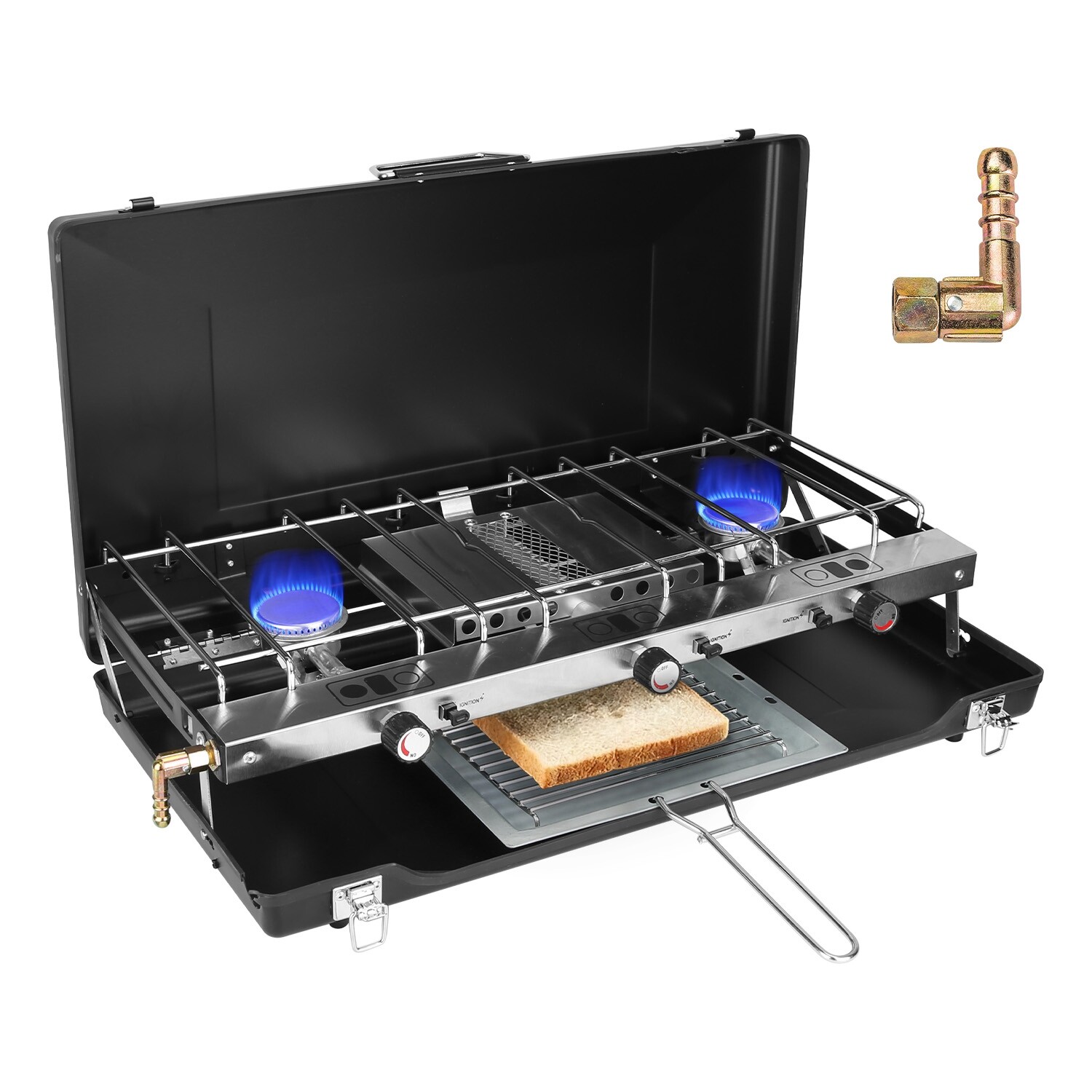 Professional Outdoor Stove Propane Burner – Portable 3 Cooker Camping BBQ Grill