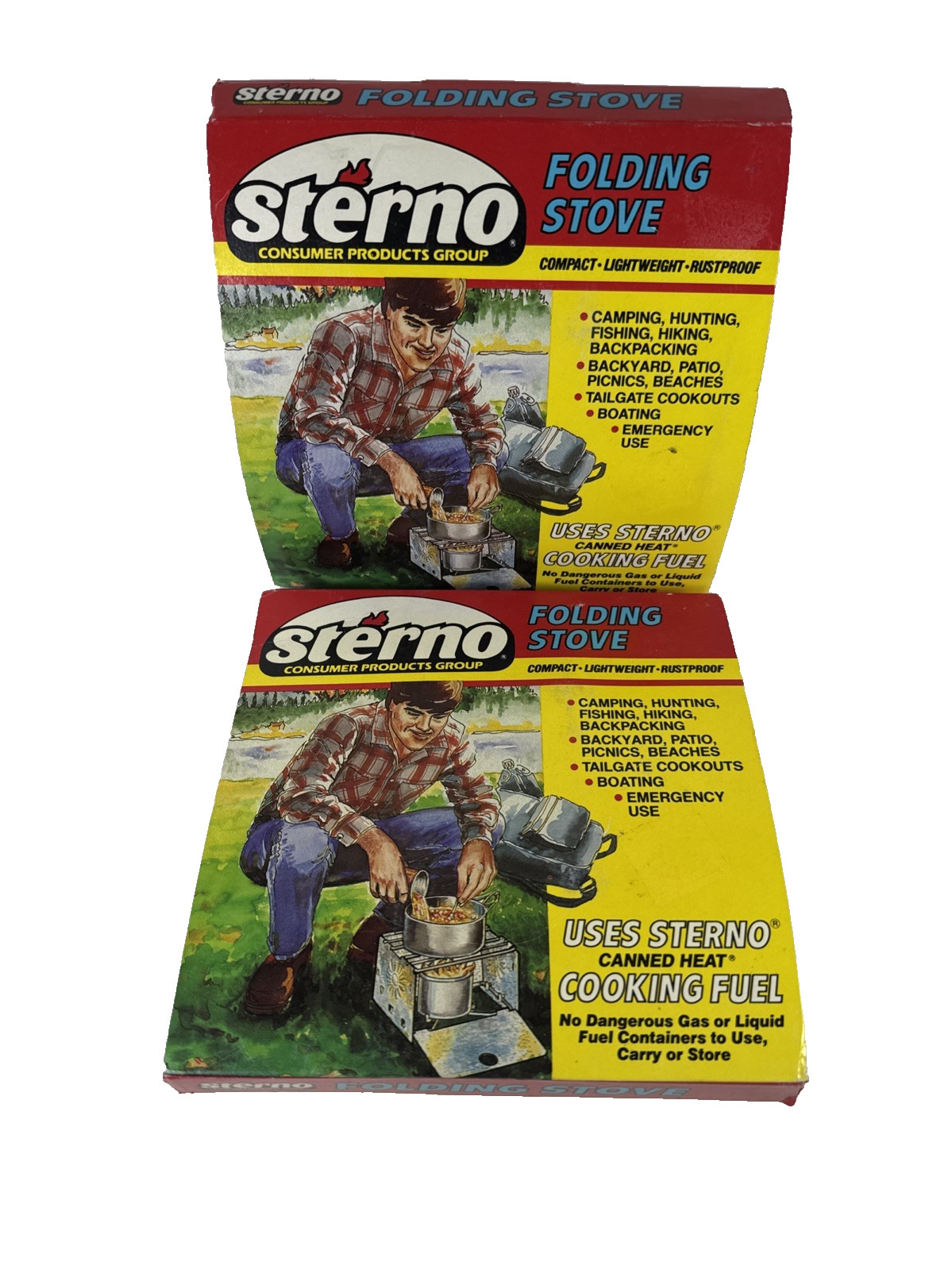 NEW 2X Vintage Sterno Folding Stove Camping Hunting Backpacking Outdoor Cooking