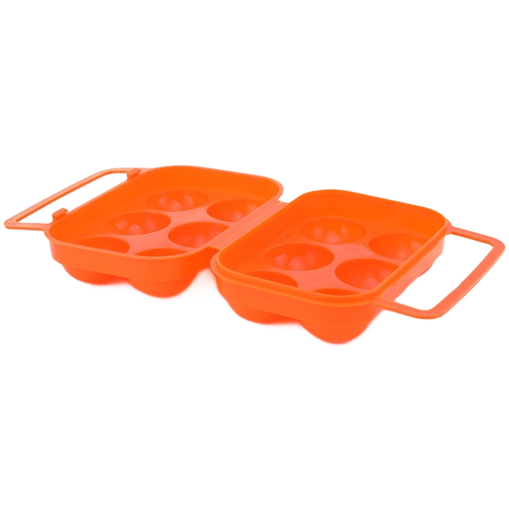 6-Slot Foldable Egg Storage for Camping Hiking Road Trips – Orange Blue PP Box