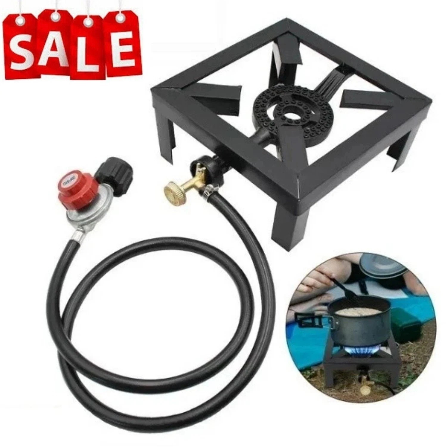 High Output Propane Outdoor Burner Single Stove Heavy Duty Camping Cooking Gas