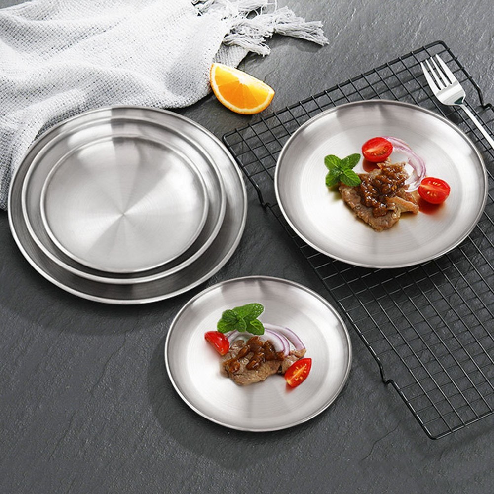 2pcs Stainless Steel For Camping Plates for Outdoor Kitchen and Picnics