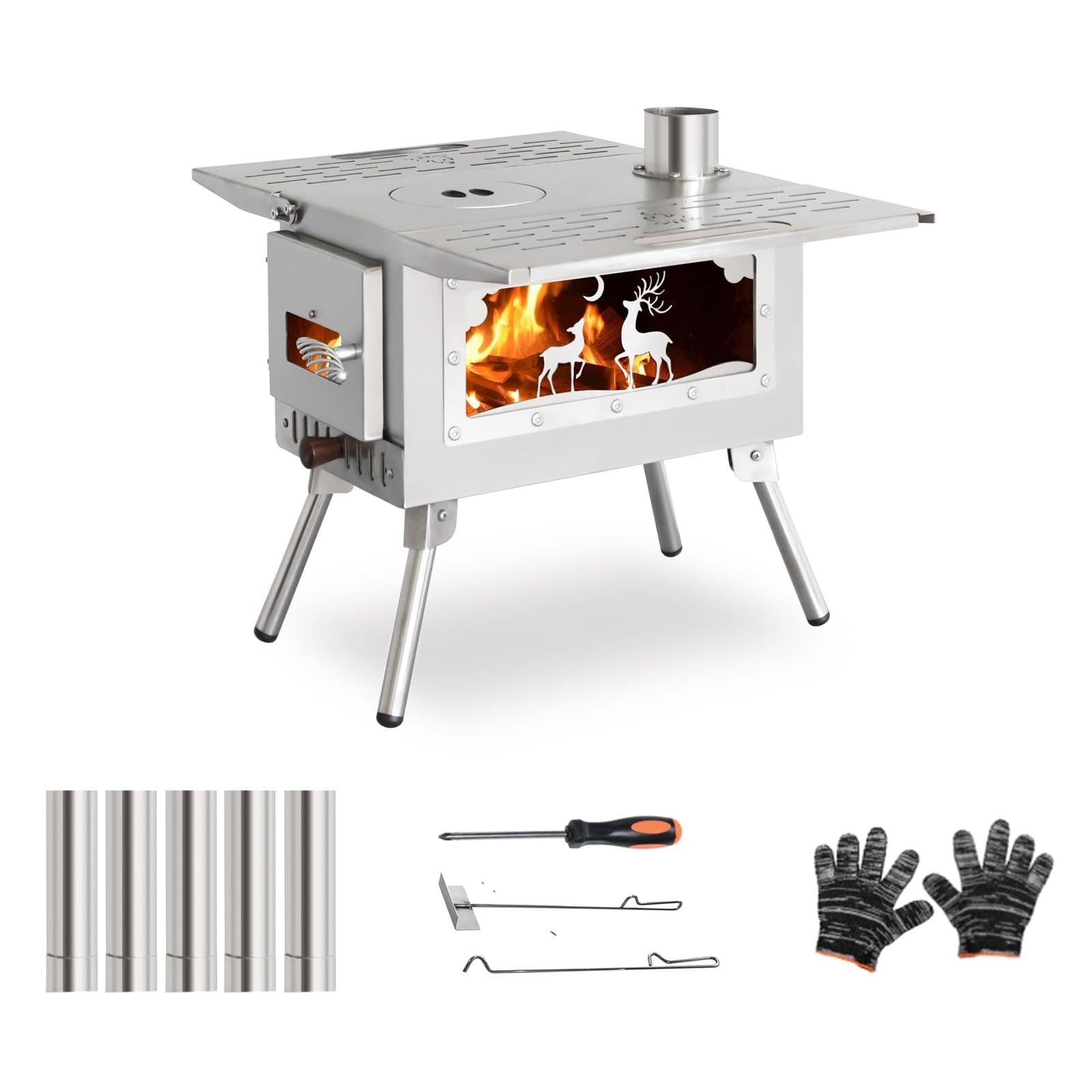 SOTECH Stainless Steel Wood Stove Portable Camp Fire Heater Grill Camping Hiking