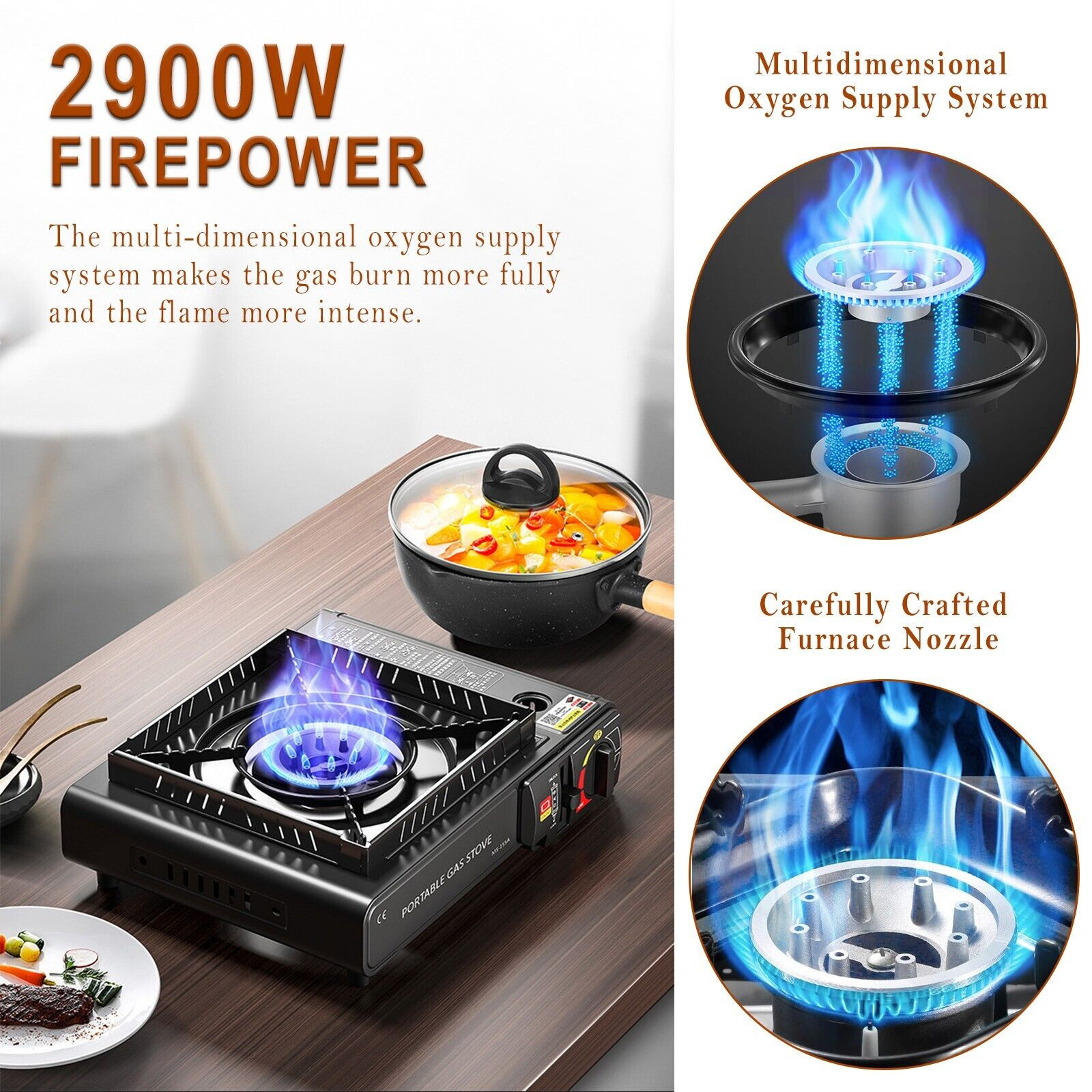 1/2/3 Stove Portable Camping Gas Stove Cast Iron Propane Burner Single/Dual Fuel