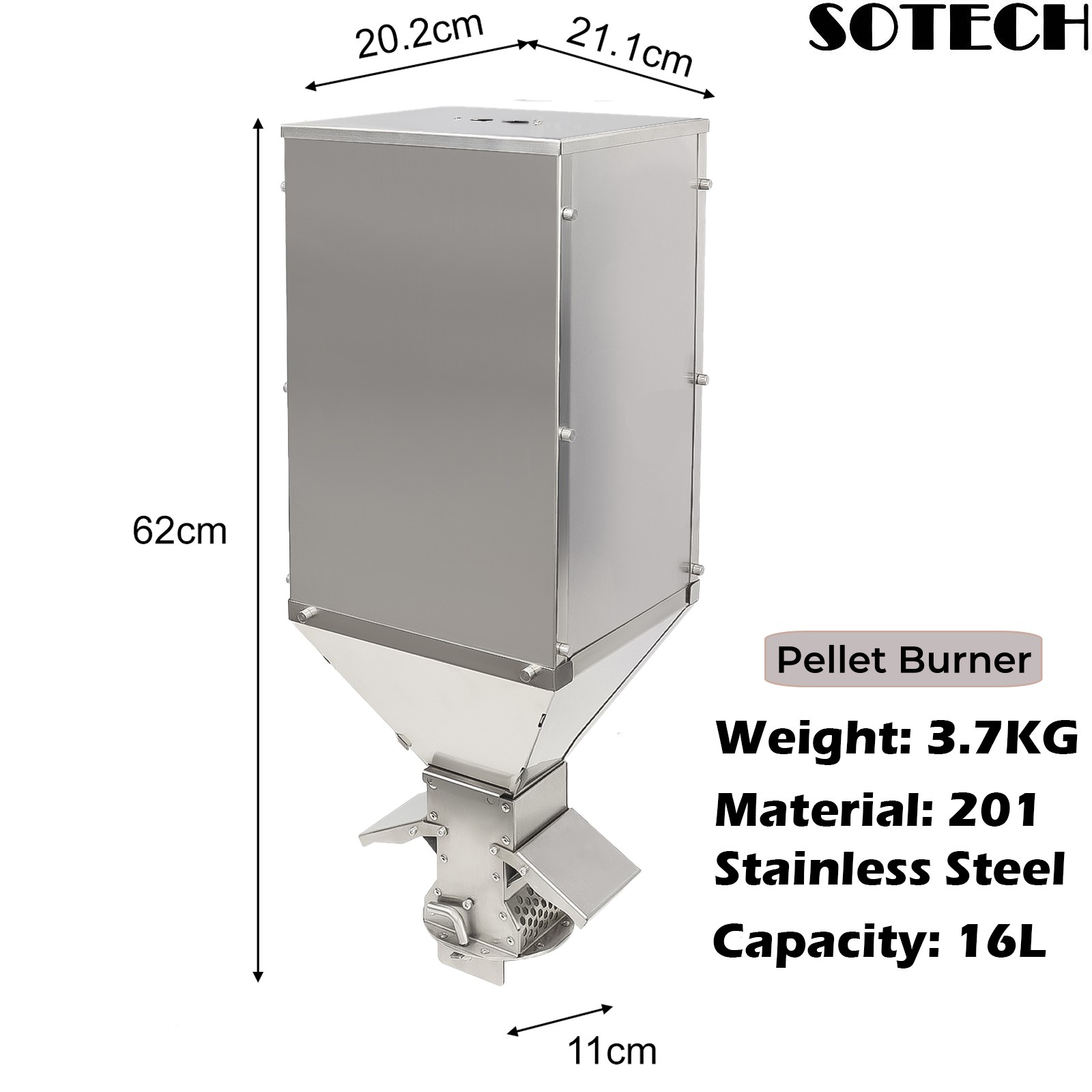 SOTECH Outdoor Pellet Stove Tent Large Silver Camping Stove with Burner & Bin