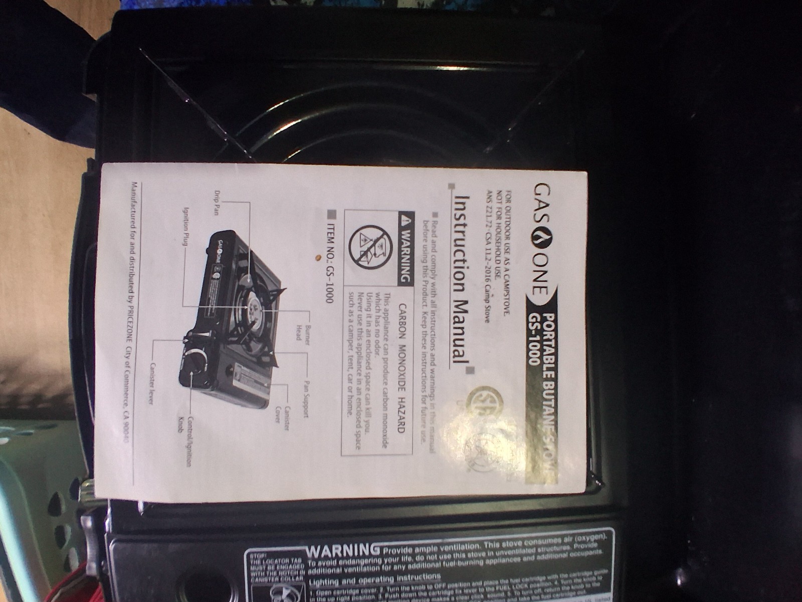 Gas One GS-1000 Portable Butane Stove, Auto Igniter, Camping, Carry Case