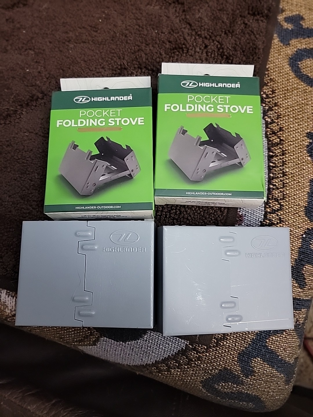 2 Highlander Ultralight Folding Pocket Stoves for Camping, Picnic…New. NO FUEL
