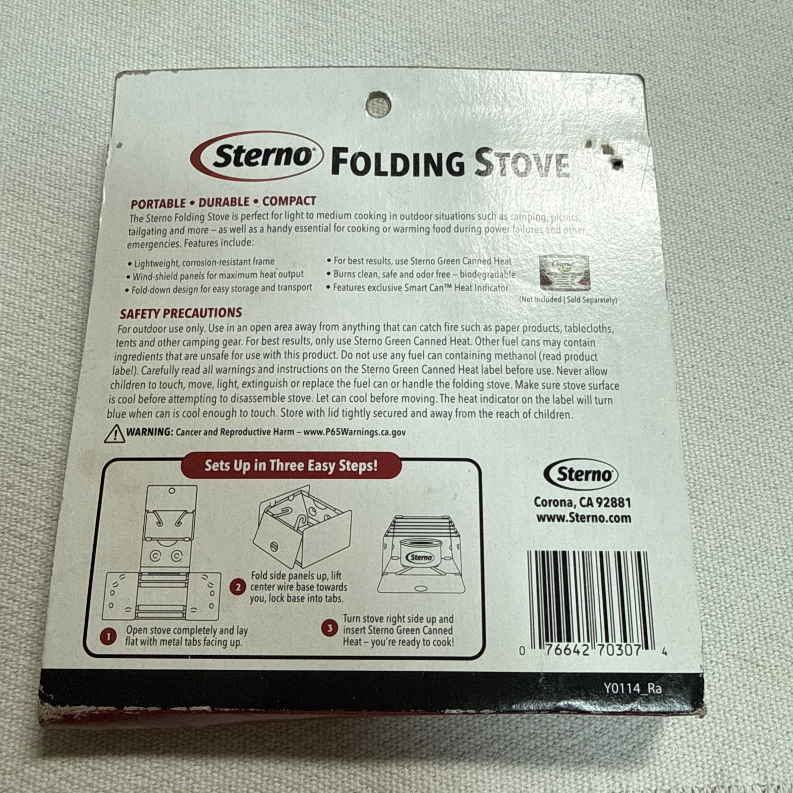 Sterno Folding Camp Stove Sterno 076642703074 Metal Metallic