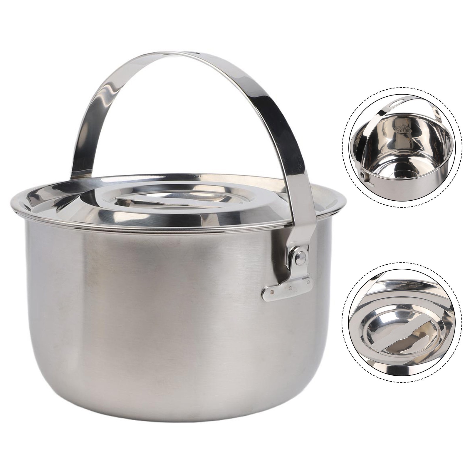 Stainless Steel Camping Cookware Pot with Lid and Handle for Outdoor Use