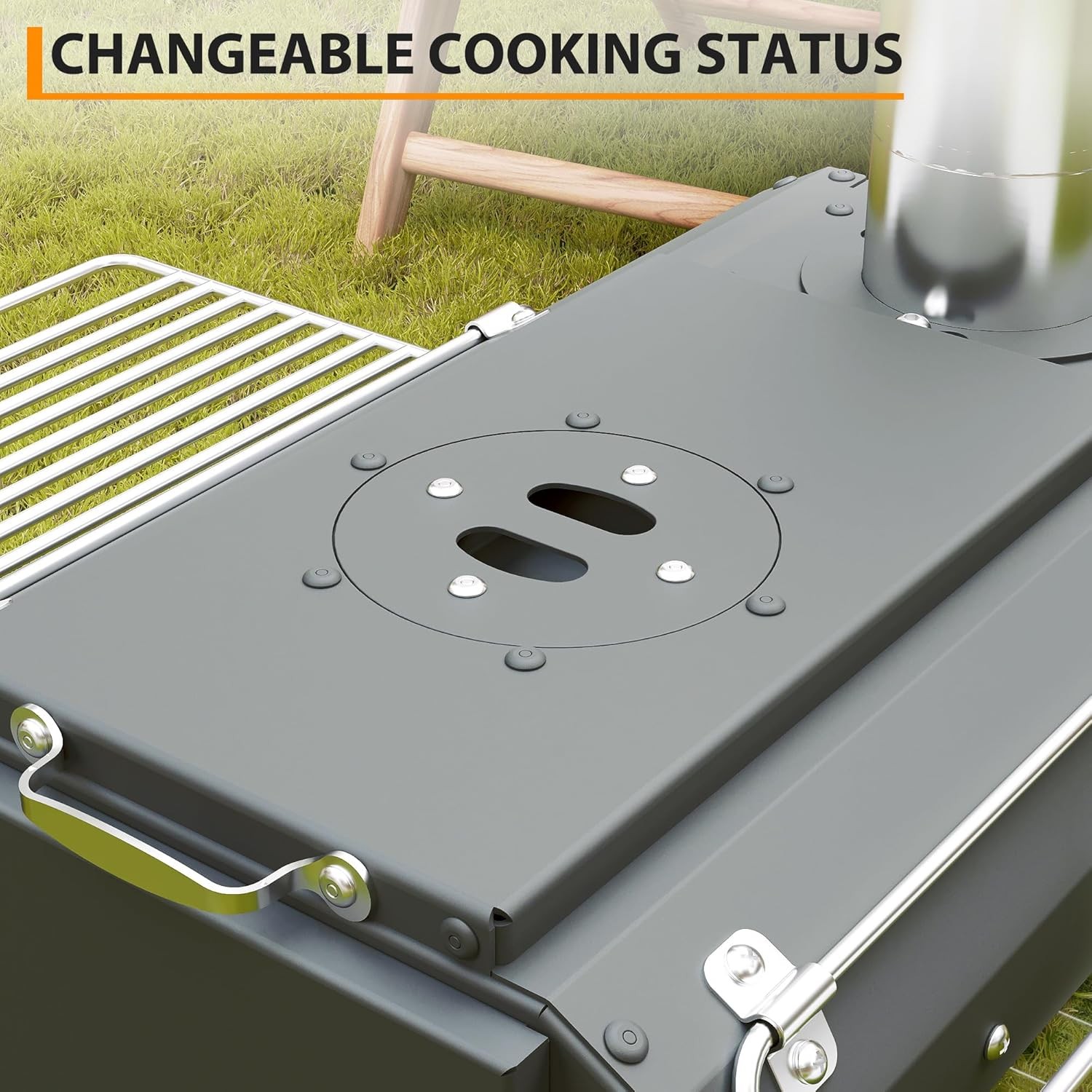 Portable Hot Tent Stove Wood Burning W/ Chimney & View Glass for Camping Outdoor