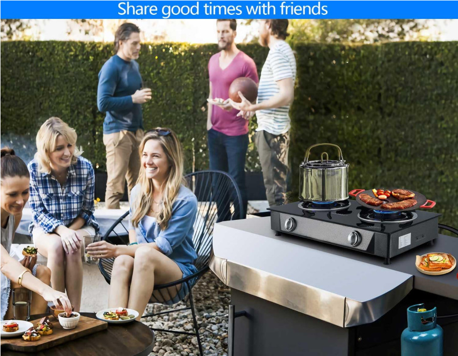 Cocina de gas propano de 2 quemadores con encendido automático, 26 000 BTU, para