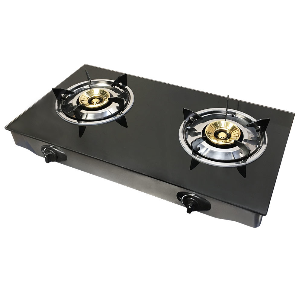 Portable 28″ Glass Top Propane Double Stove Dual Gas 2 Burner 20,000 BTU/h