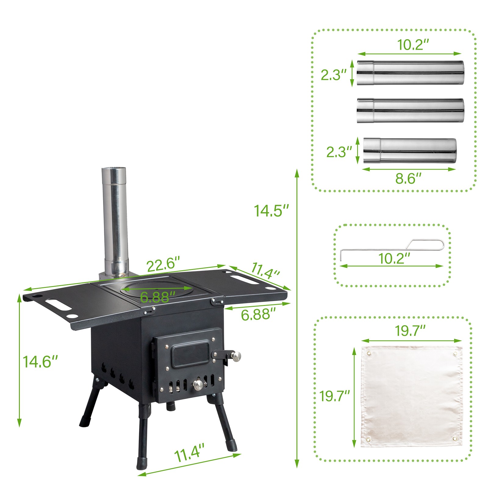 Wood Burning Stove Mini Wood Stove Camping Stove for Tent and Sailboat Camper