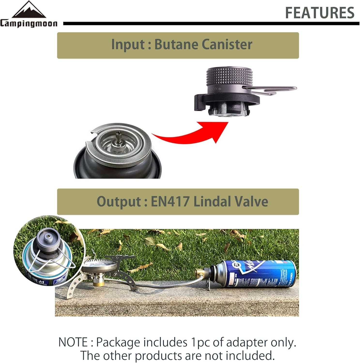 Lightweight Camping Gas Adapter for Butane Canisters – Safety Stand Included