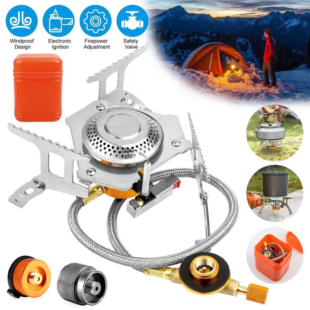 US 3900W Portable Backpacking Stove, Camping Gas Stove 1LB Propane Tank Adapter