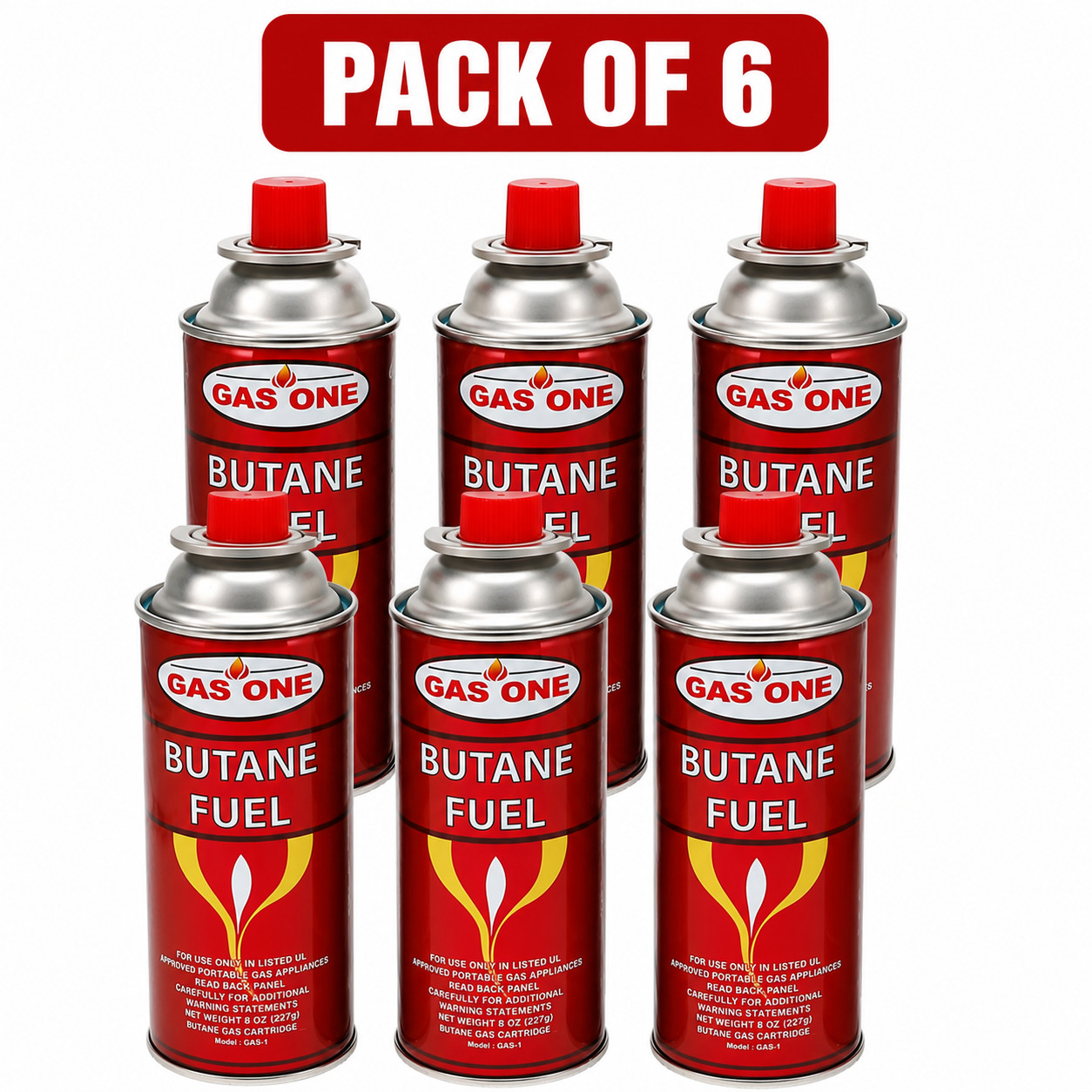 GAS ONE BUTANE FUEL GAS CARTRIDGE Pack 6