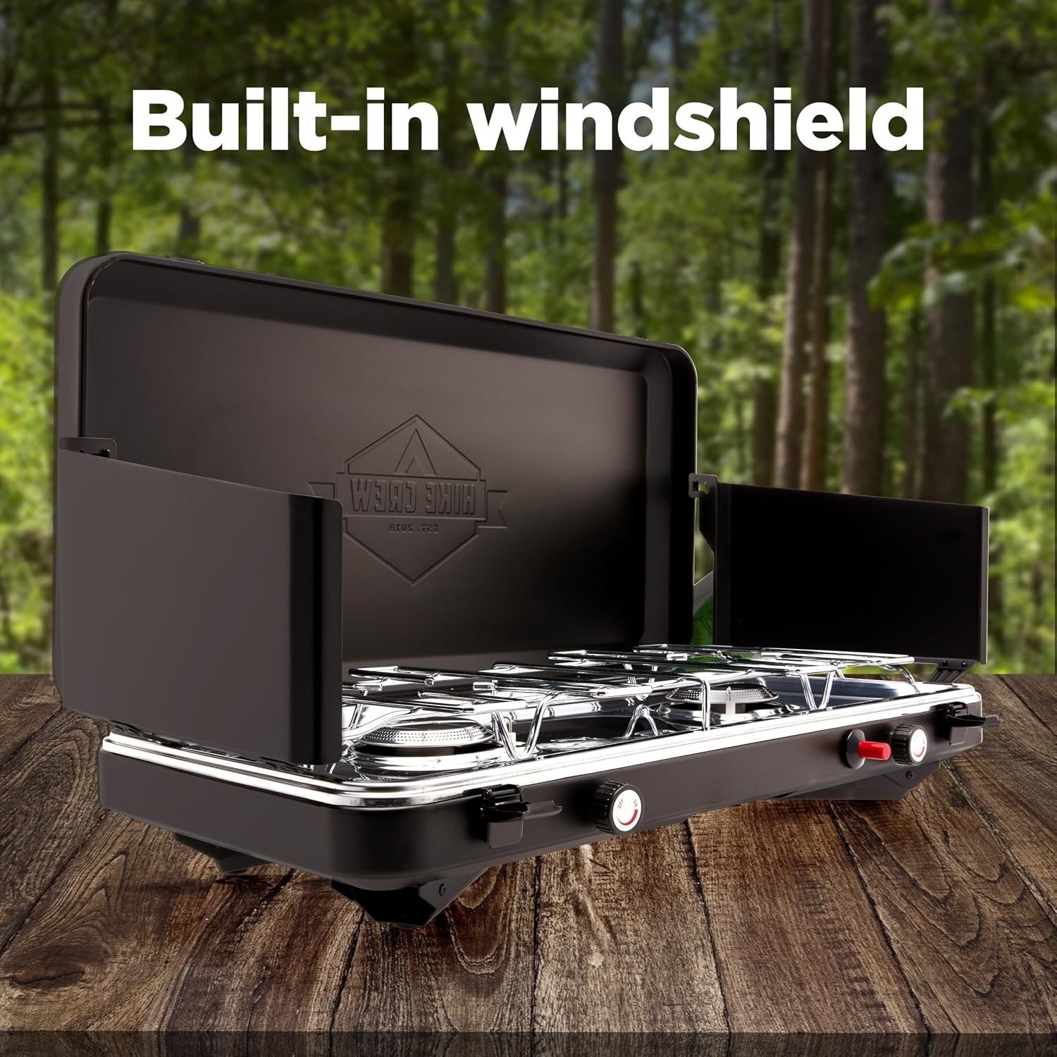 Hike Crew Portable 2-Burner Propane Camping Stove – 20,000 BTU w/ Igniter