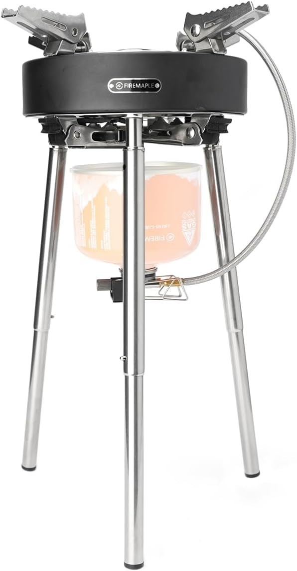Portable High Output Camping Stove Dual Preheating Tubes for Reliable Cooking
