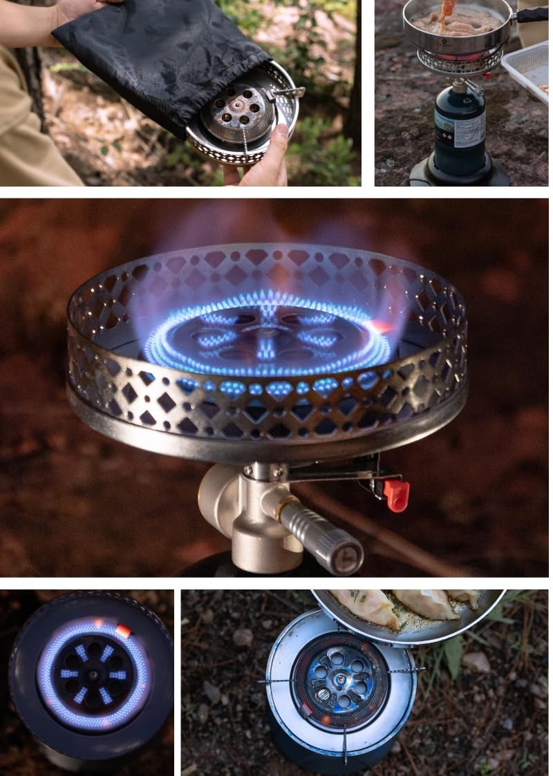 Portable Propane Camping Stove – High Output Single Burner, Piezo Ignition, Wind