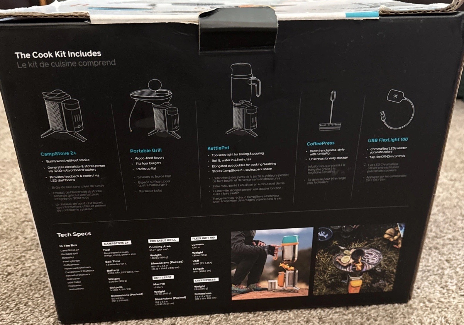 BioLite CampStove 2+ Wood Burning, Complete Cook Kit, Silver