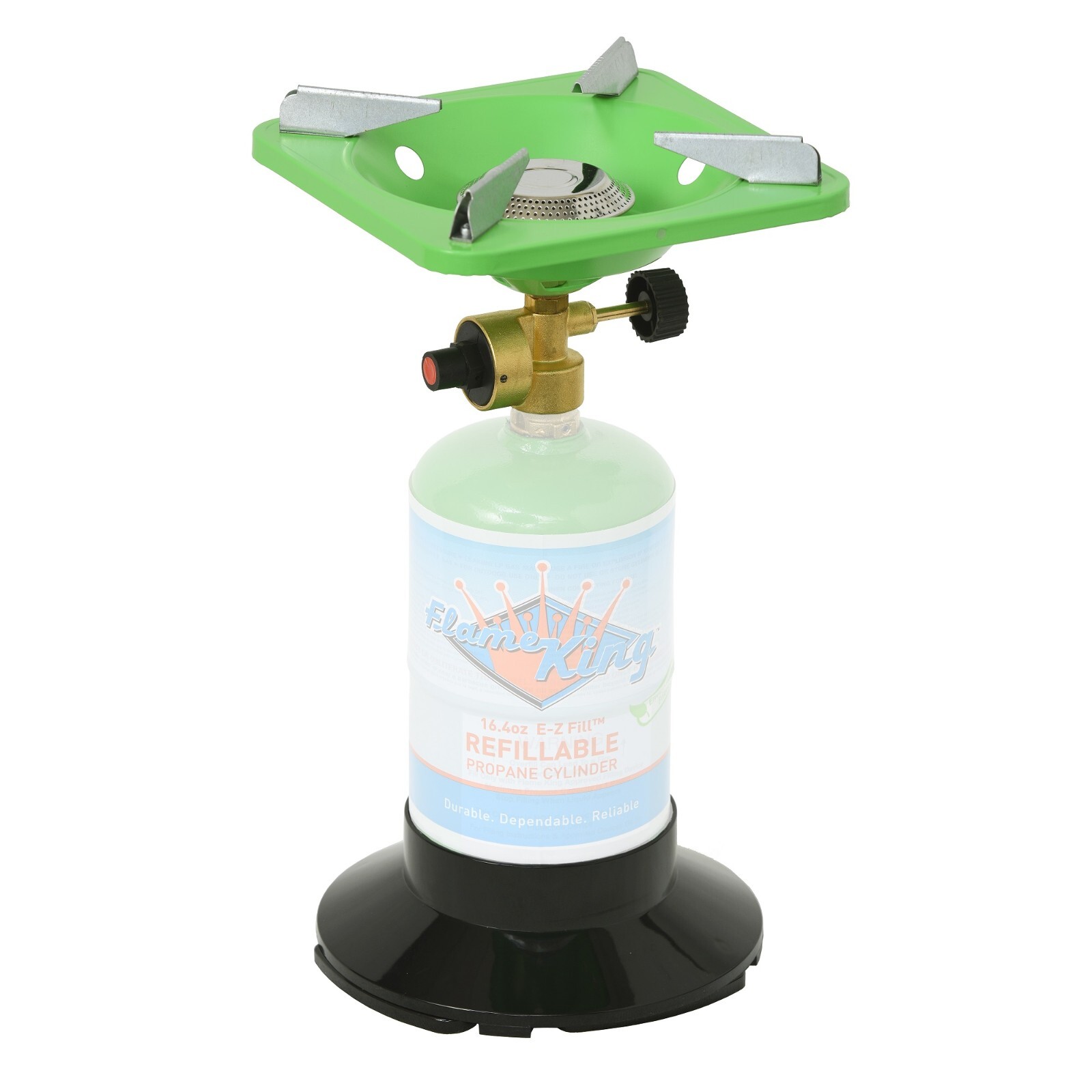 Single Burner Portable Camping Stove with Base for 1lb Propane Tank Bottle Top