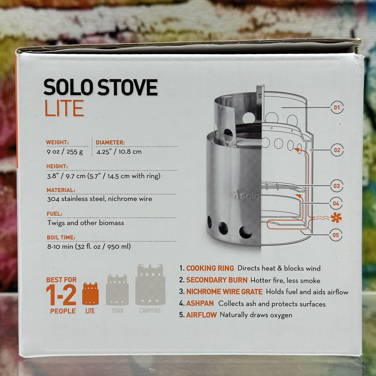 Solo Stove Lite Portable Camp Stove 304 Stainless Steel Low Smoke Bonfire NEW!