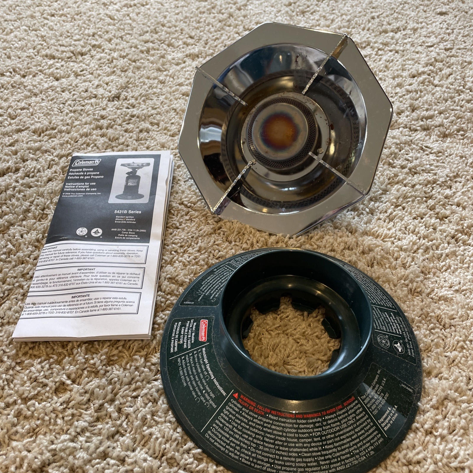 COLEMAN PERFECT FLOW PROPANE 1 SINGLE BURNER CAMPING OUTDOOR STOVE 5431B