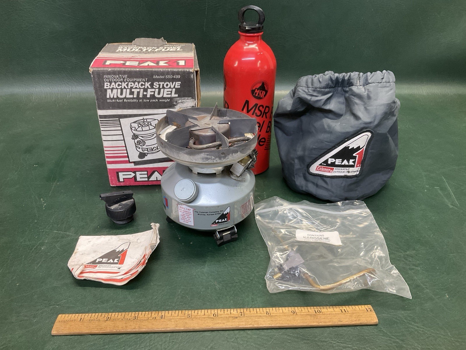 Coleman Peak 1 Multi Fuel Gas 550-499 Backpack Camp Stove w/ Accessories