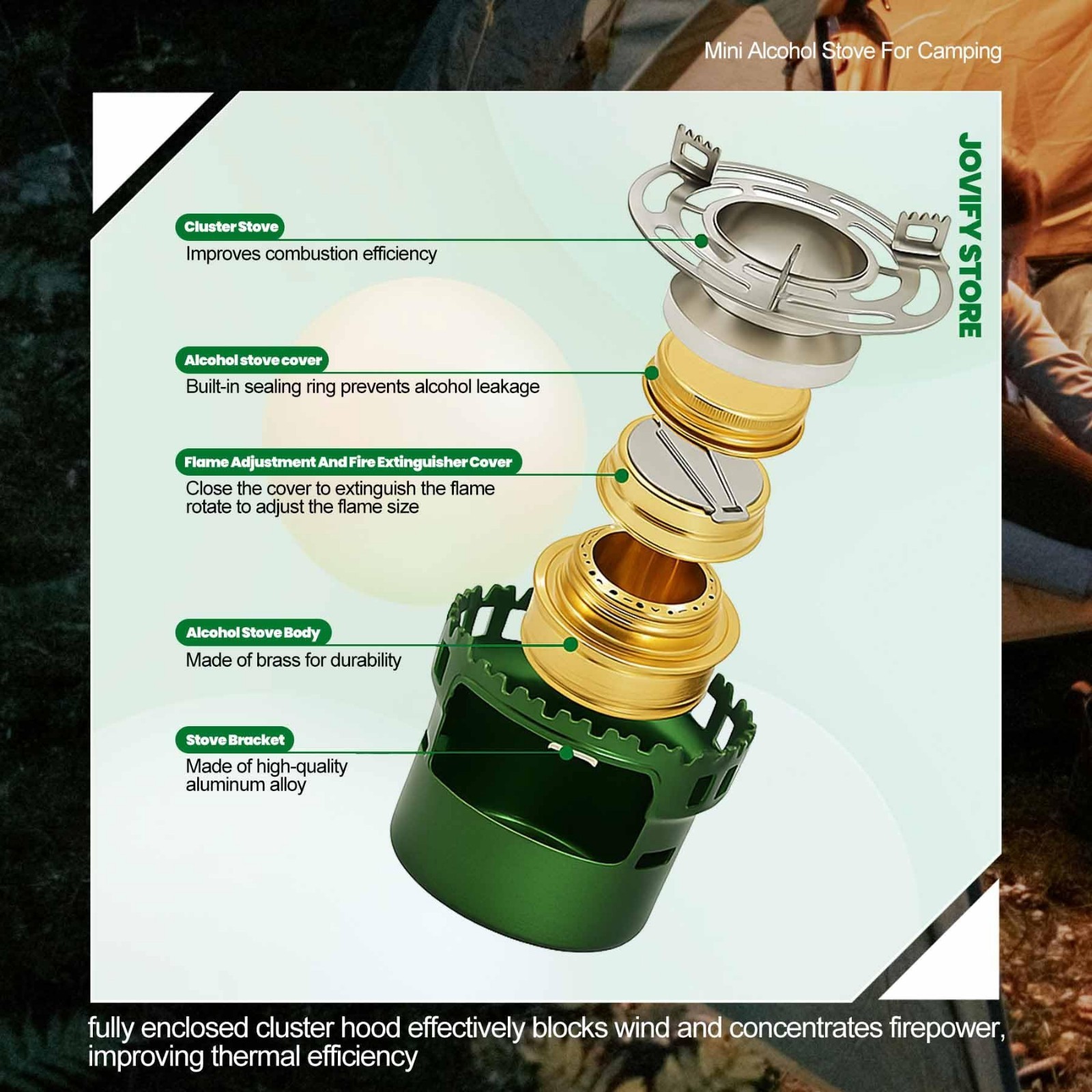 Portable Alcohol Stove – Lightweight Backpacking Burner with Aluminum Stand for