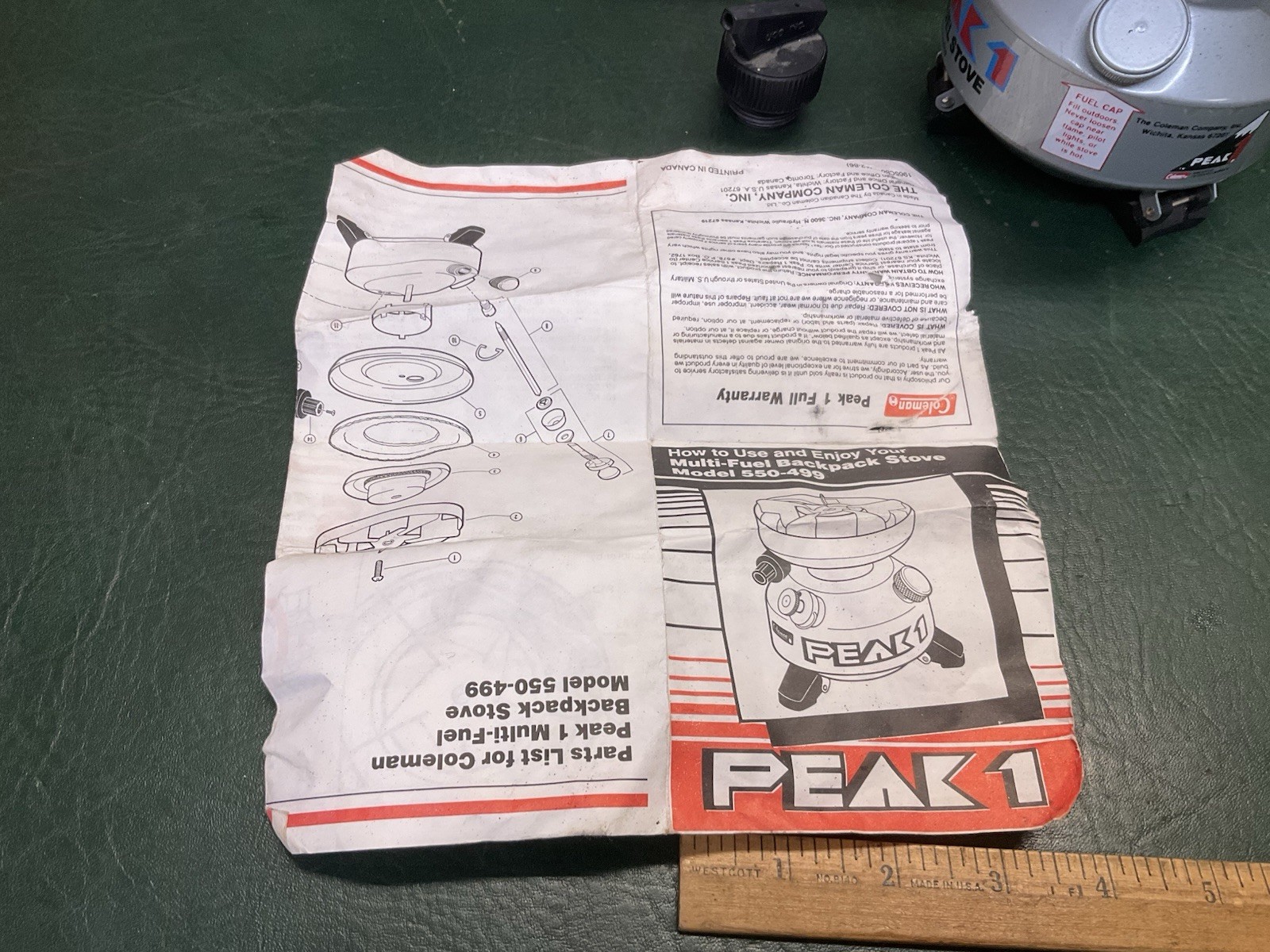 Coleman Peak 1 Multi Fuel Gas 550-499 Backpack Camp Stove w/ Accessories