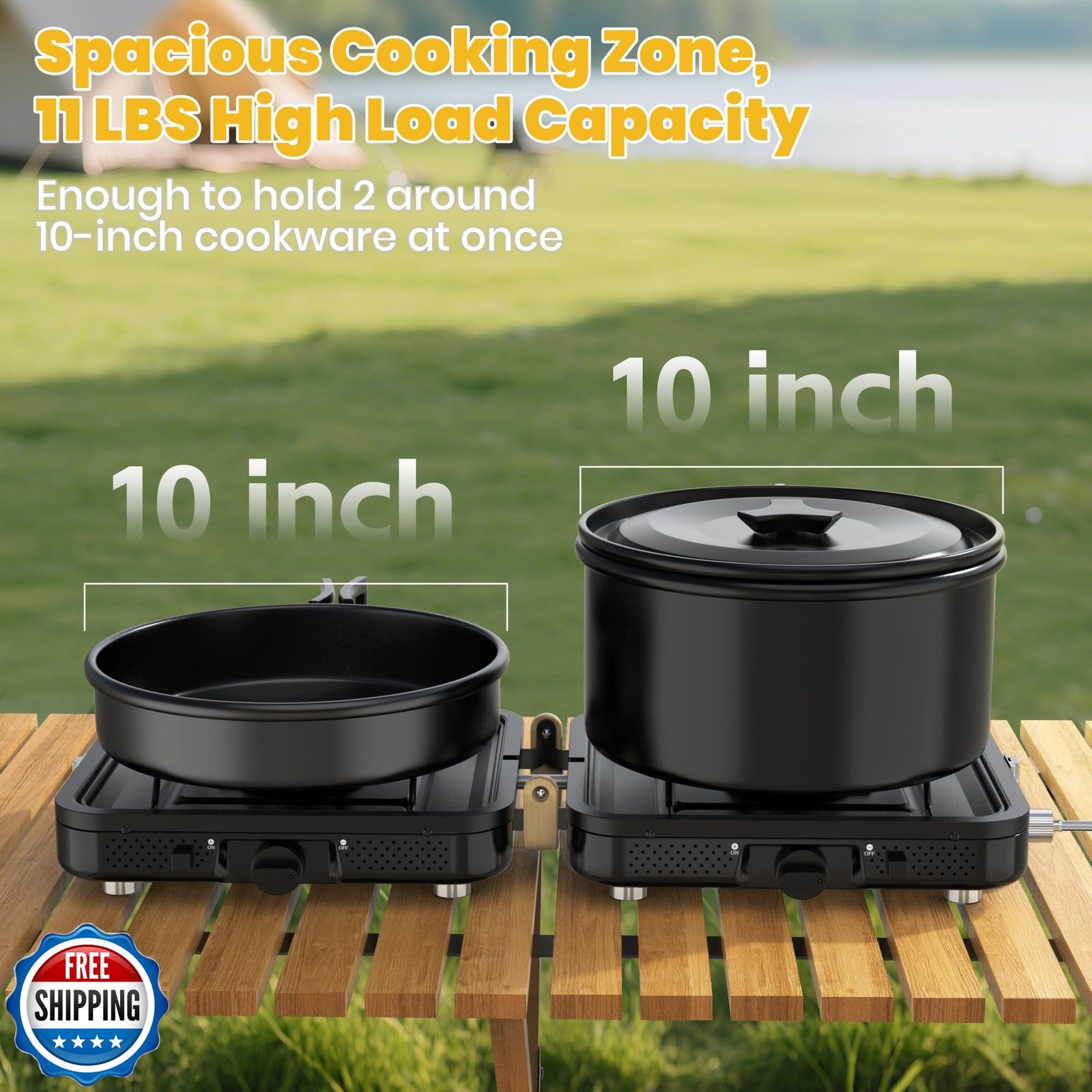 Camp Stove Propane, 2 Burner Folding Propane Camping Stove with Carrying Bag,