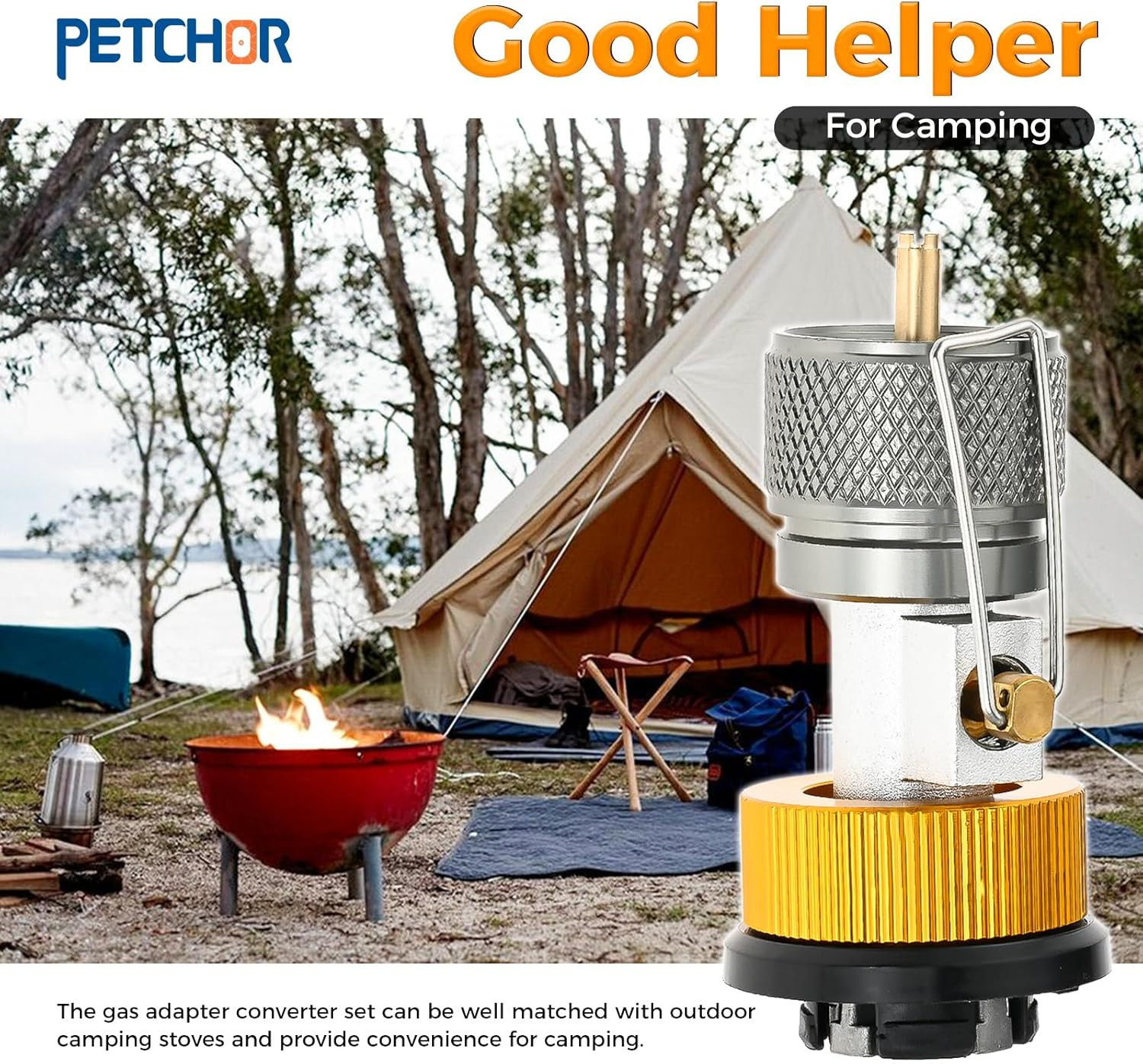 3PCS Camping Stove Gas Refill Adapter Set, Propane Isobutane Butane Valve Conver
