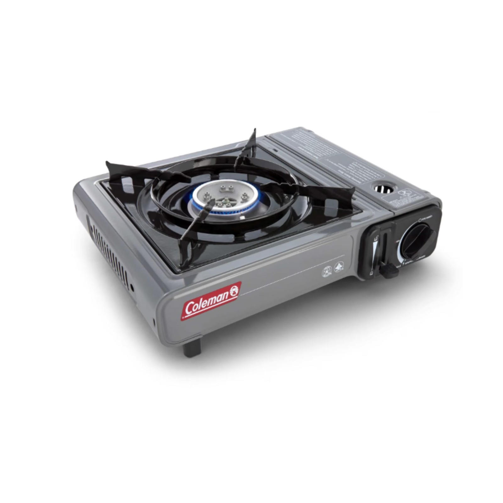 Tabletop Butane Gas Camping Stove, 1-Burner, Gray
