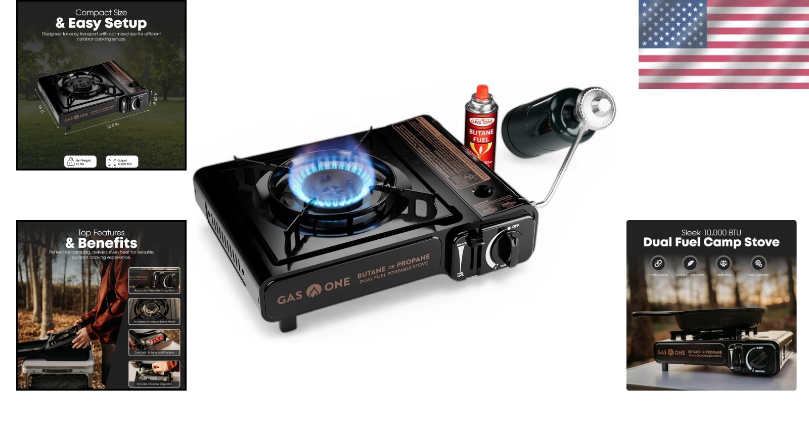 10,000 BTU Dual Fuel Camp Stove – Portable butane & propane Grill with Carry …