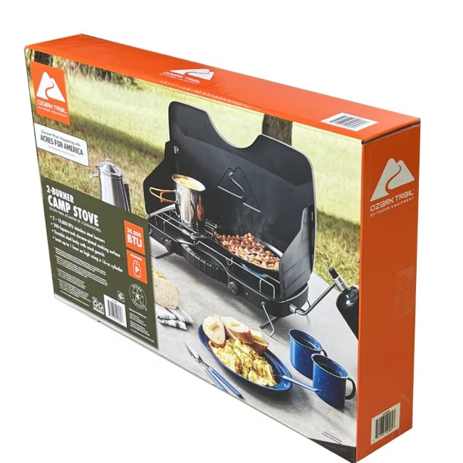 Ozark Trail 2-Burner Propane Gas Camping Stove, Black, Ship from USA