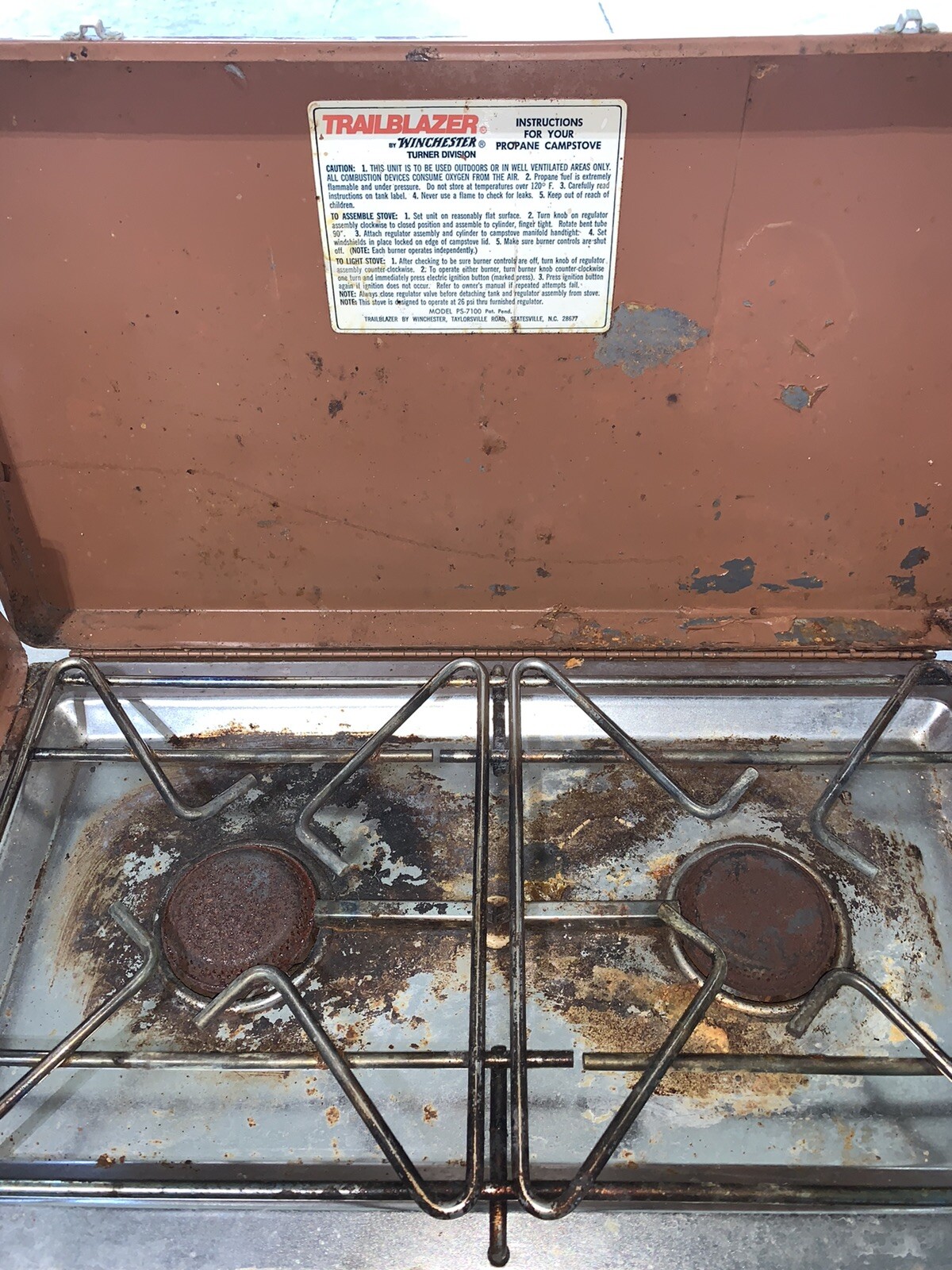 🔥Winchester Trailblazer Turner 2-Burner Propane Camping Stove PS-7100 vtg USA