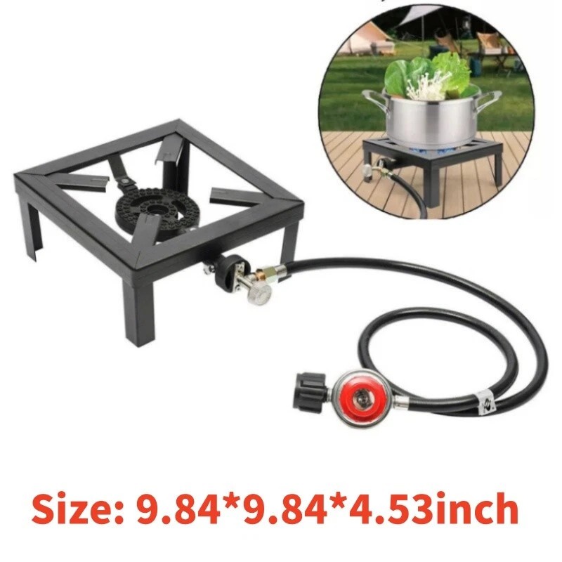 Propane Cooker Burner Stove Gas Outdoor Cooking Camping Stand BBQ Grill w/ Hose
