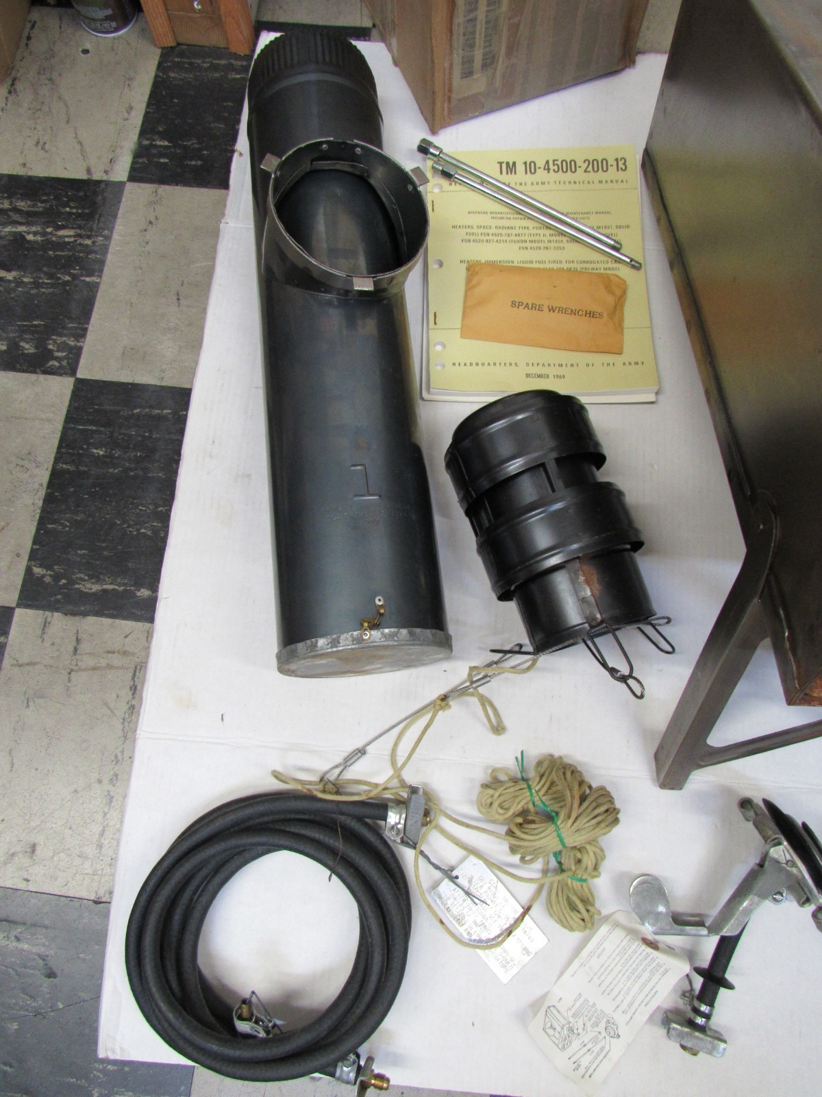 US M1950 Yukon Tent Stove Complete State Machine Products 1983 Dated RUSTY