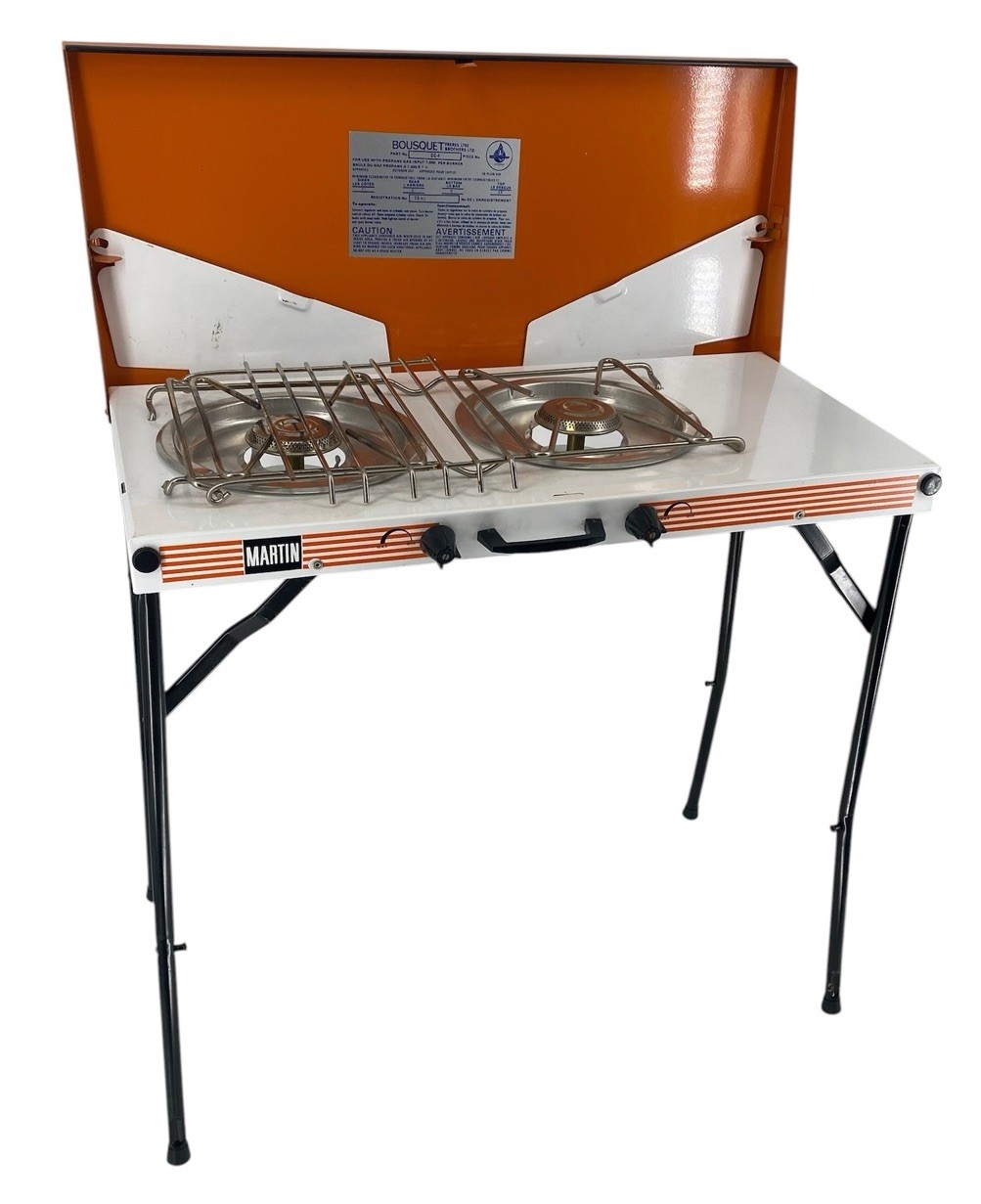 RARE Vintage Propane MARTIN Table Top Camp Stove RV Van 2 Burner GC-4 Portable