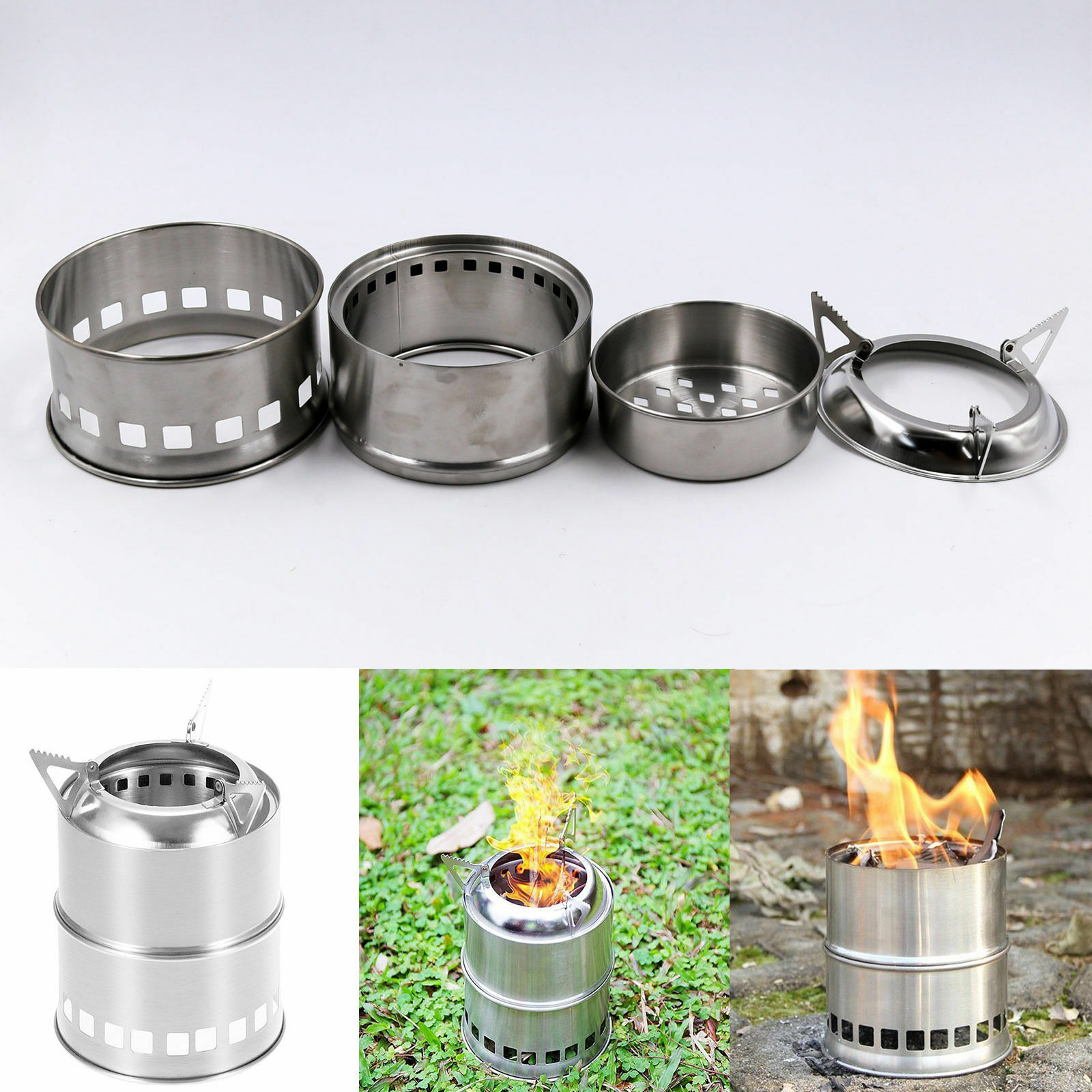 Outdoor Camping Wood-burning Stove Backpacking Portable Survival BBQ Panic Stove