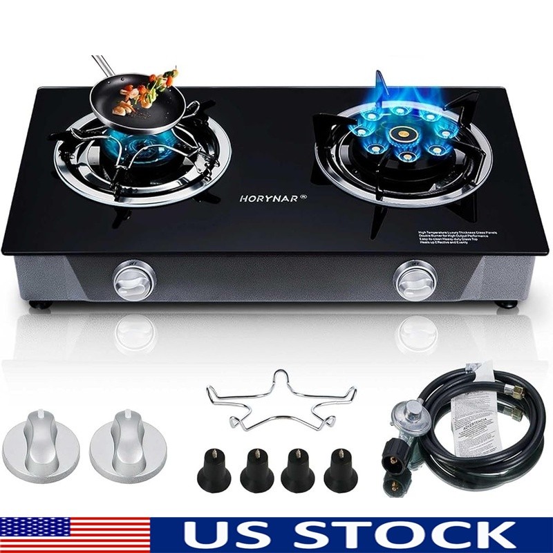 2 Burner Propane Stove High Heat Output Automatic Ignition Outdoor Cooking New
