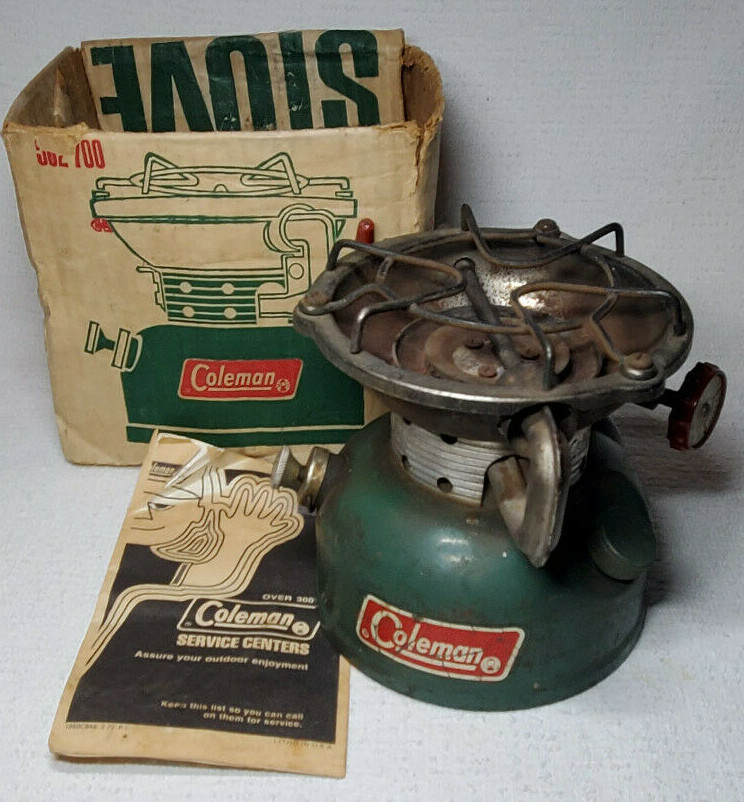 VTG 1972 COLEMAN 502-700 SPORTSTER SINGLE BURNER CAMP COOKING STOVE 5/72 & BOX