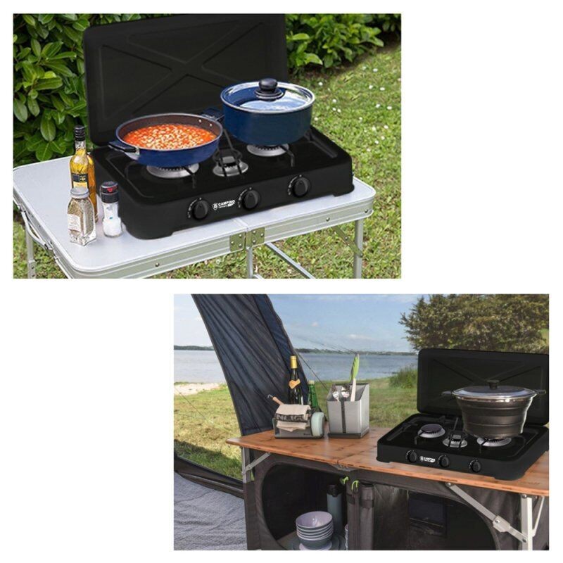 Trio gas cooker 2/3 burner camping stove gas stove hob cooker gas hob black