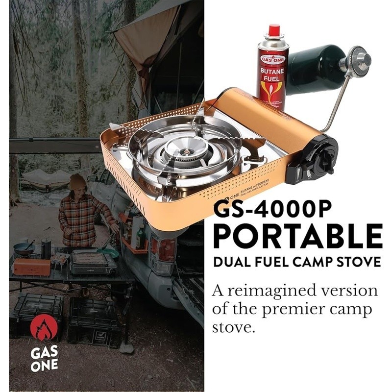 Portable Dual Fuel Camping Stove Butane Propane High Heat Output Auto Ignition