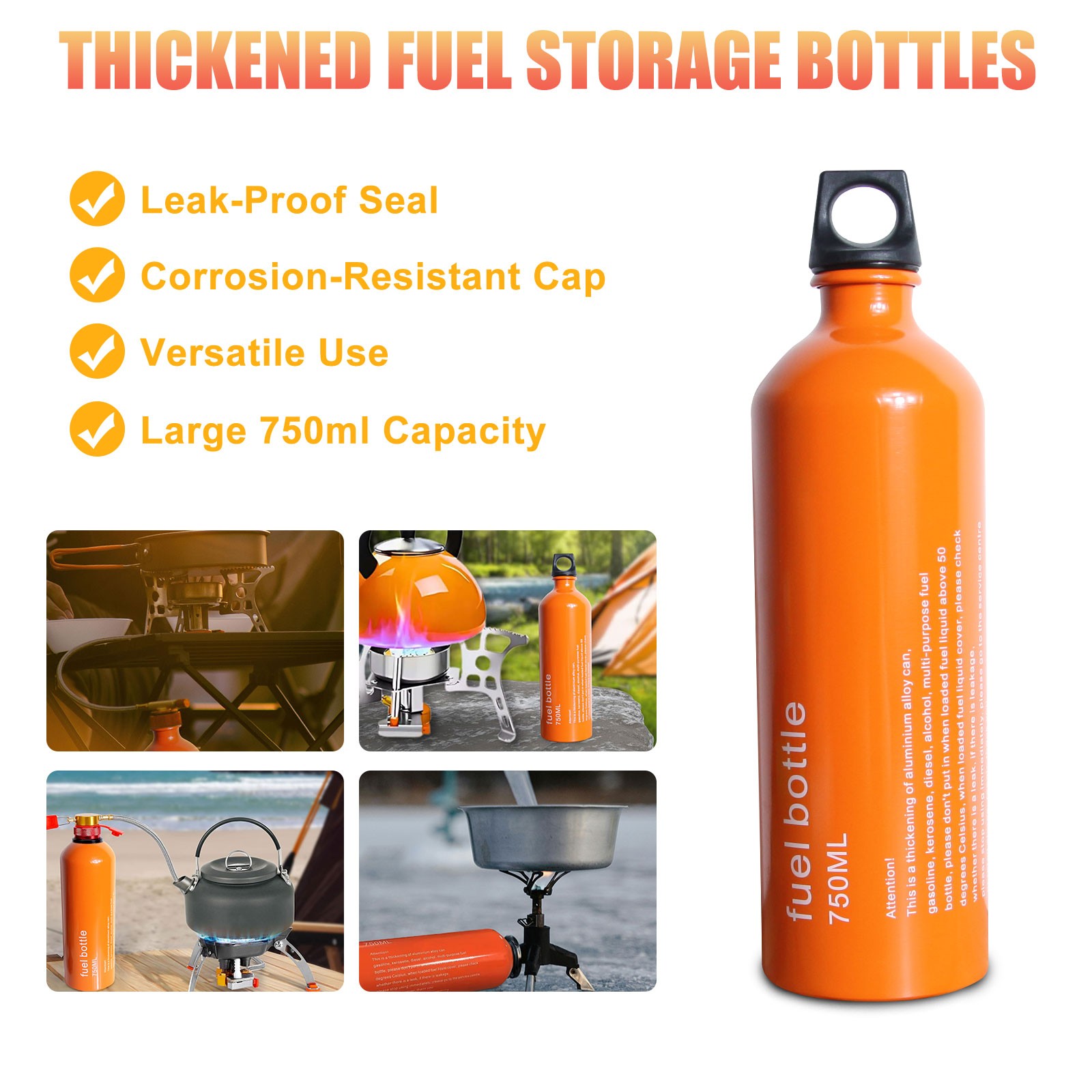Outdoor Fuel Bottle Petrol Liquid Oil Bottle Kerosene Bottle 750ML Capacity New