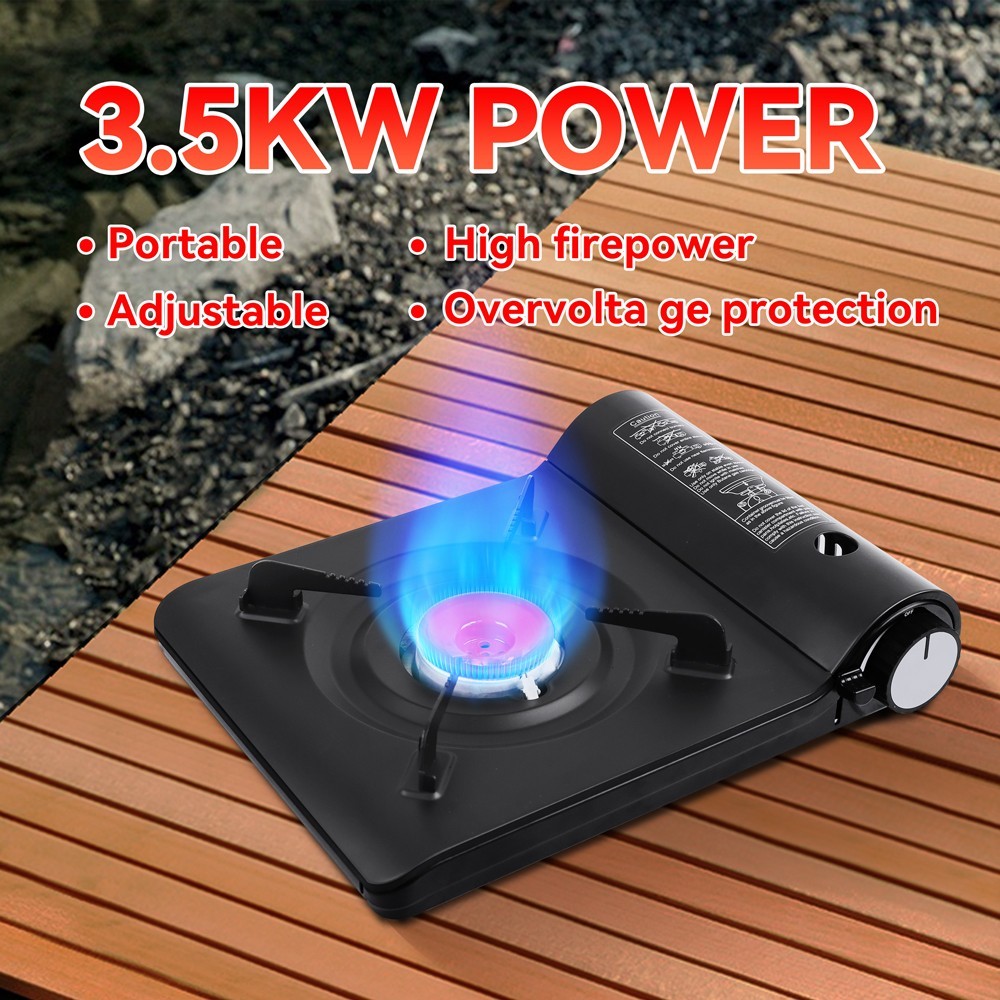 REDSUN F8 Black Slim Camping Gas Stove 3.5kW Blue Flame Ceramic Burner Portable