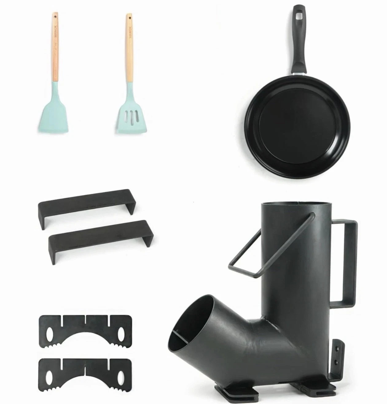 Wood Burning Rocket Stove, Camping Rocket Stove for Outdoor Cooking with Skillet