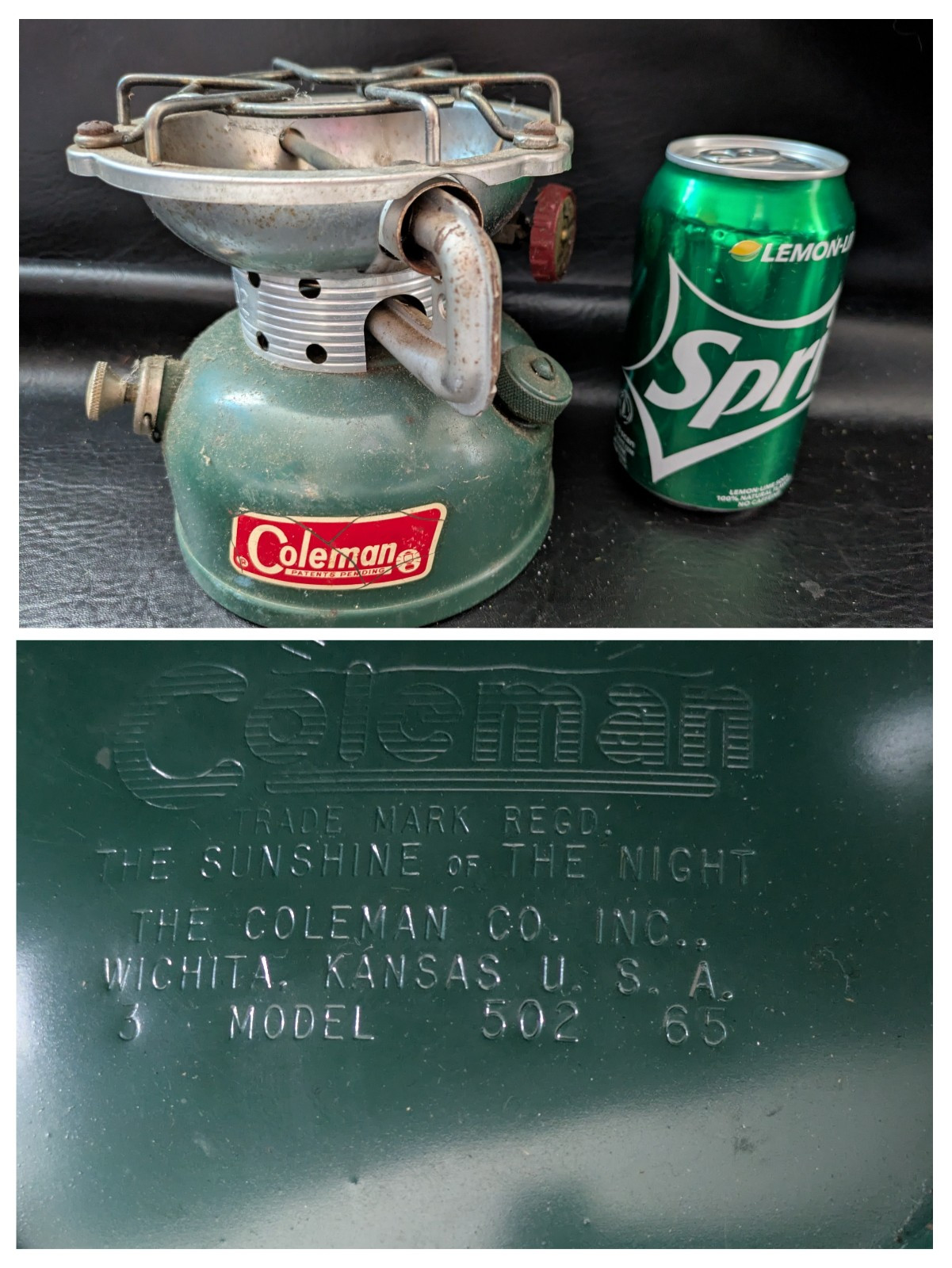 1965 Coleman Sportster Camp Stove 502 Green Single Burner USA 3/65